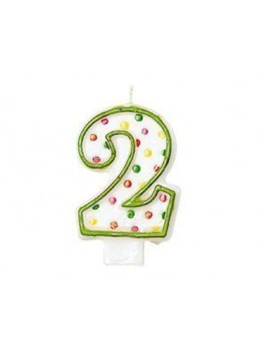 Picture of CANDLE NUMBER 2 GREEN 7CM